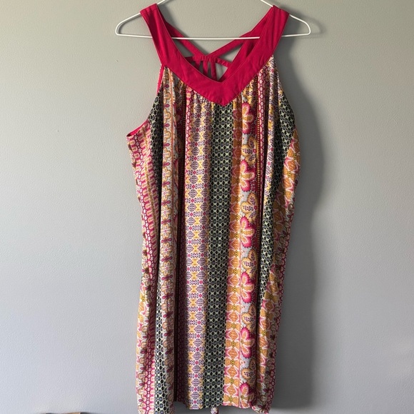 Rose and Olive medium colorful tunic style tank blouse. - Picture 1 of 8